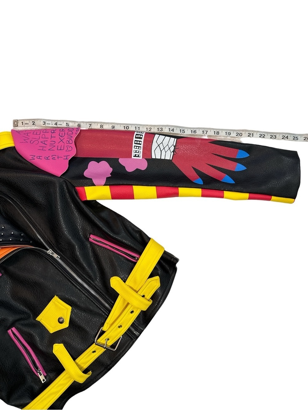 Bold Azalea Wang “Graffiti Kisses” Leather Moto Jacket Large - Picture 13 of 16